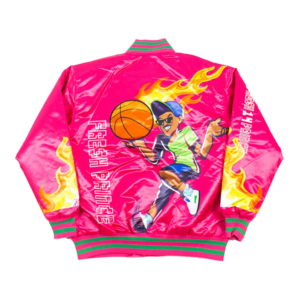 FRESH PRINCE FLAMES SATIN JACKET (PINK)