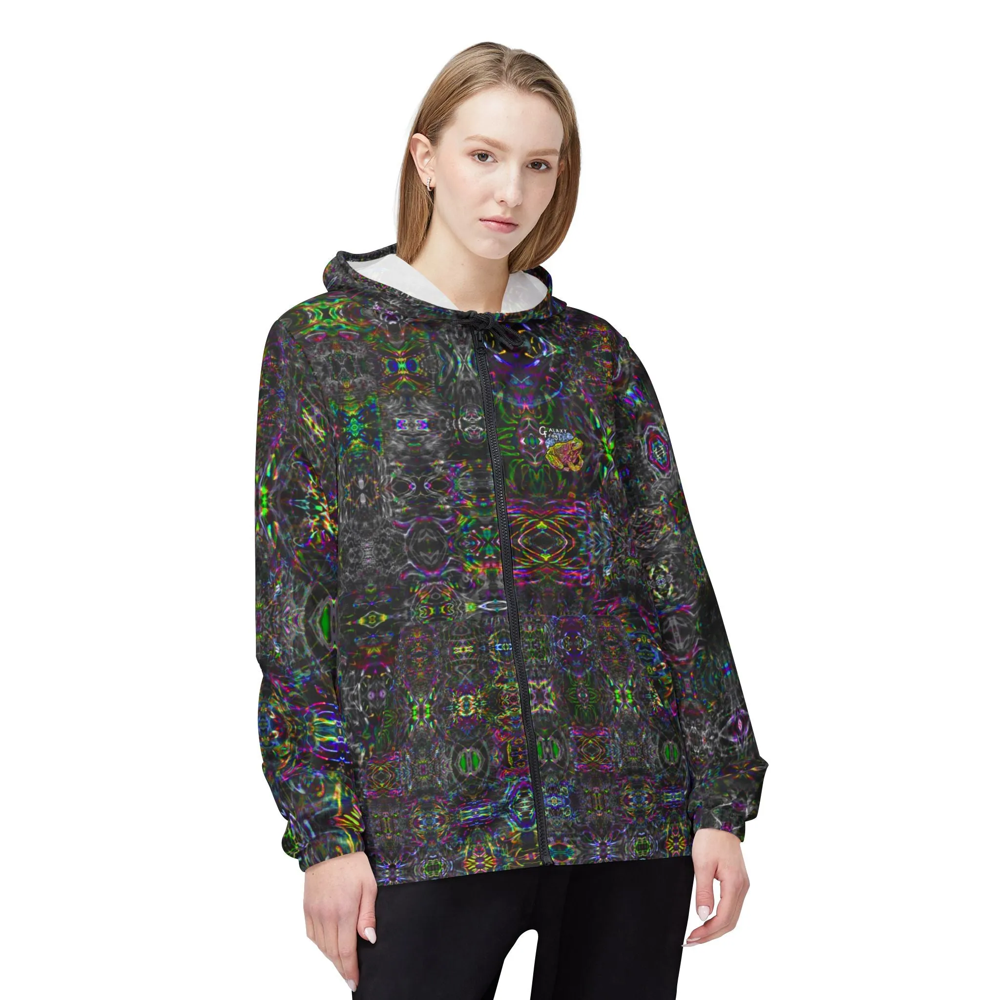 Galaxy Frog Happy and Healthy Fractal Cymagic Healing Kaleidoscape Windbreaker Jacket (AOP)