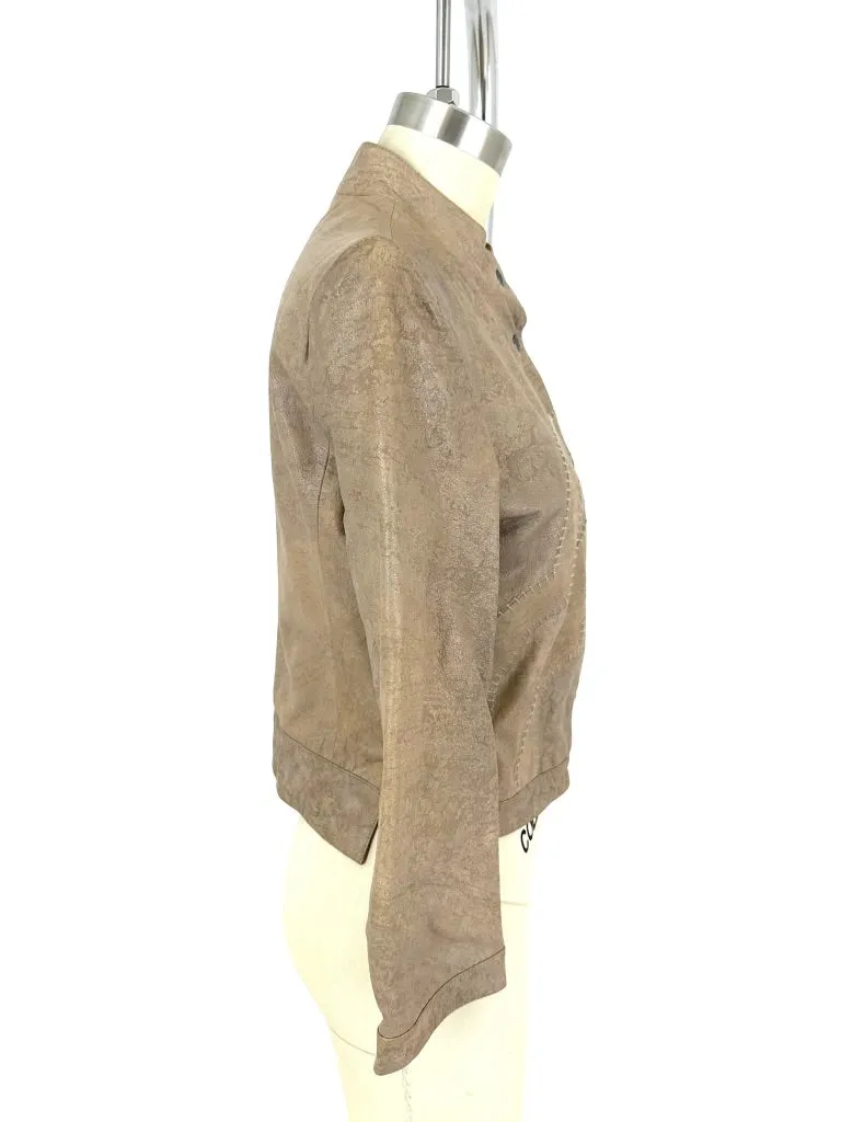 Giorgio Armani Leather Whipstitch Jacket