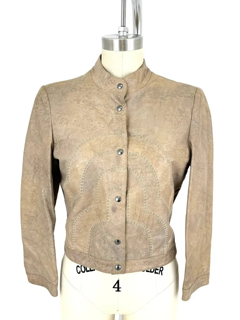 Giorgio Armani Leather Whipstitch Jacket