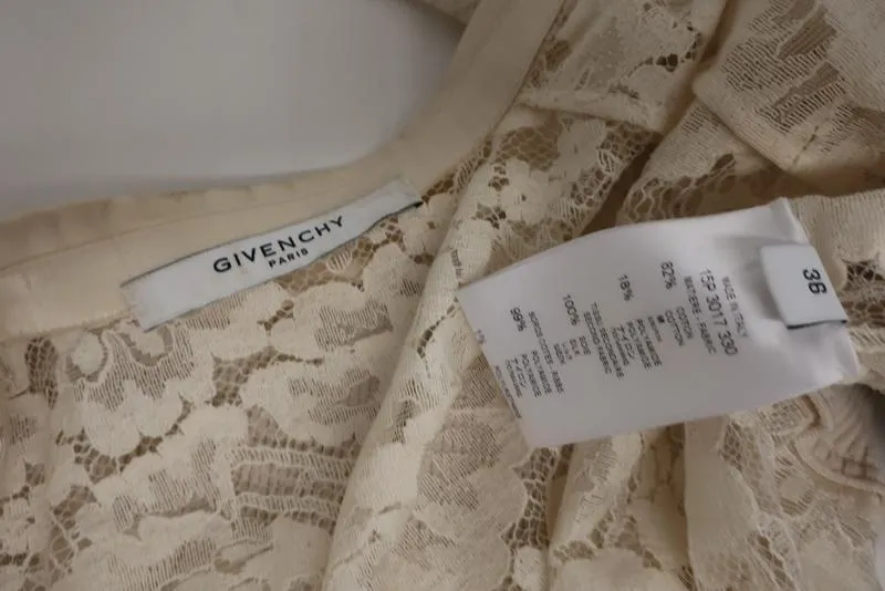 Givenchy Lace Bomber Jacket with Satin Trim Ivory Size 36