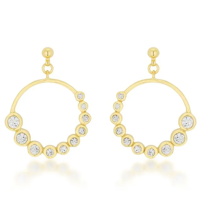Golden Graduated Cubic Zirconia Circle Earrings