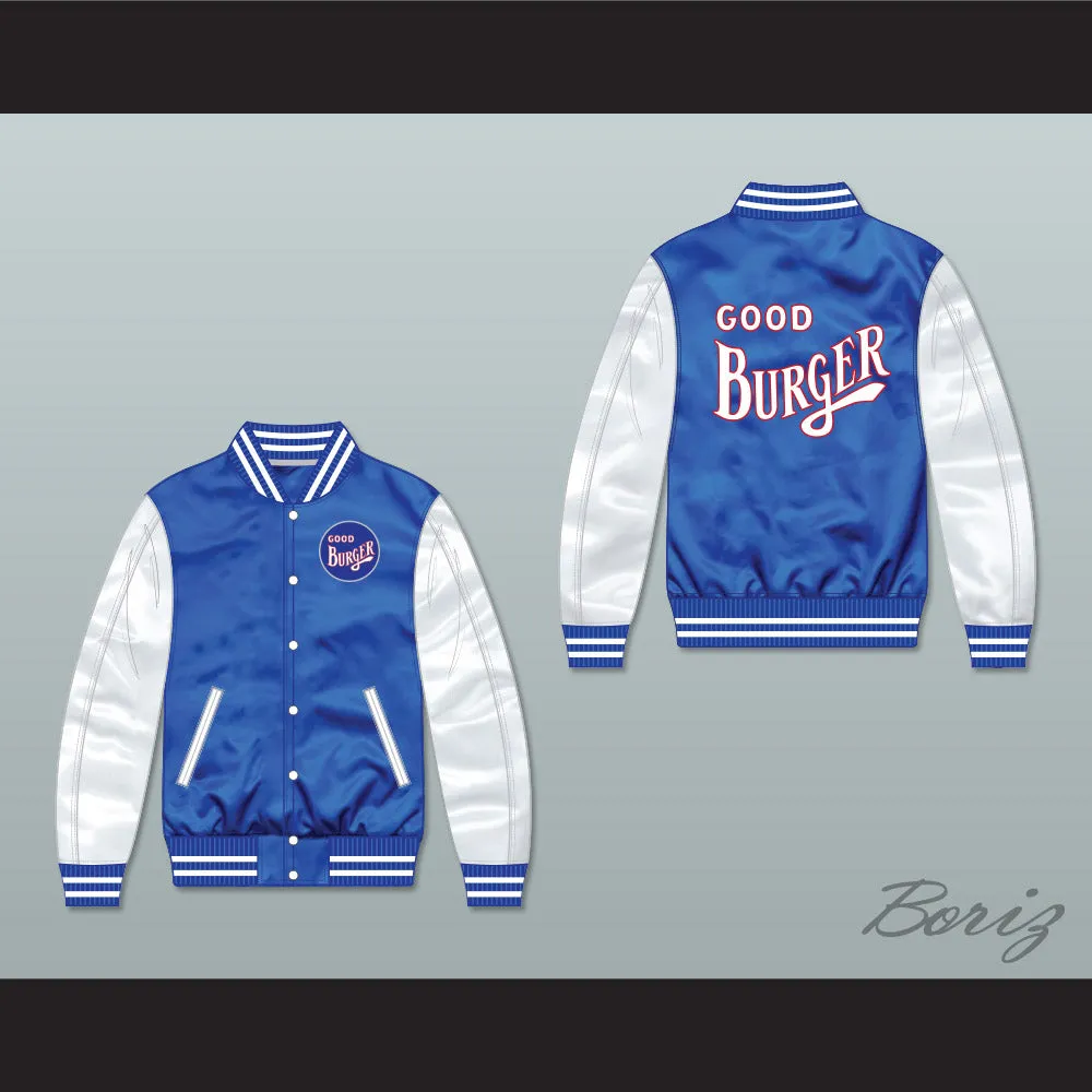 Good Burger Blue/ White Varsity Letterman Satin Bomber Jacket