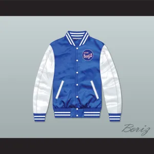 Good Burger Blue/ White Varsity Letterman Satin Bomber Jacket
