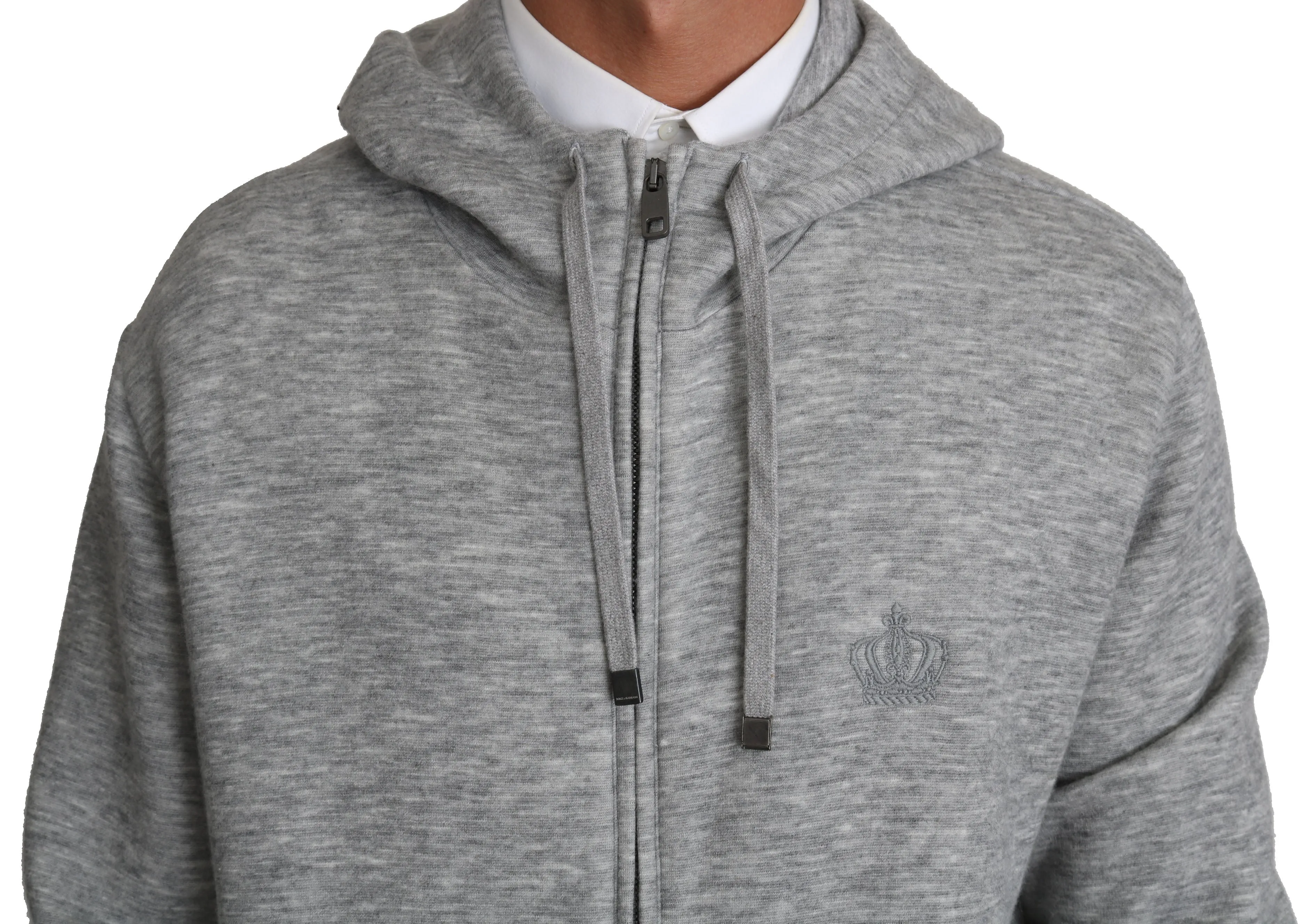 Gray Cashmere Crown Logo Hooded Sweater