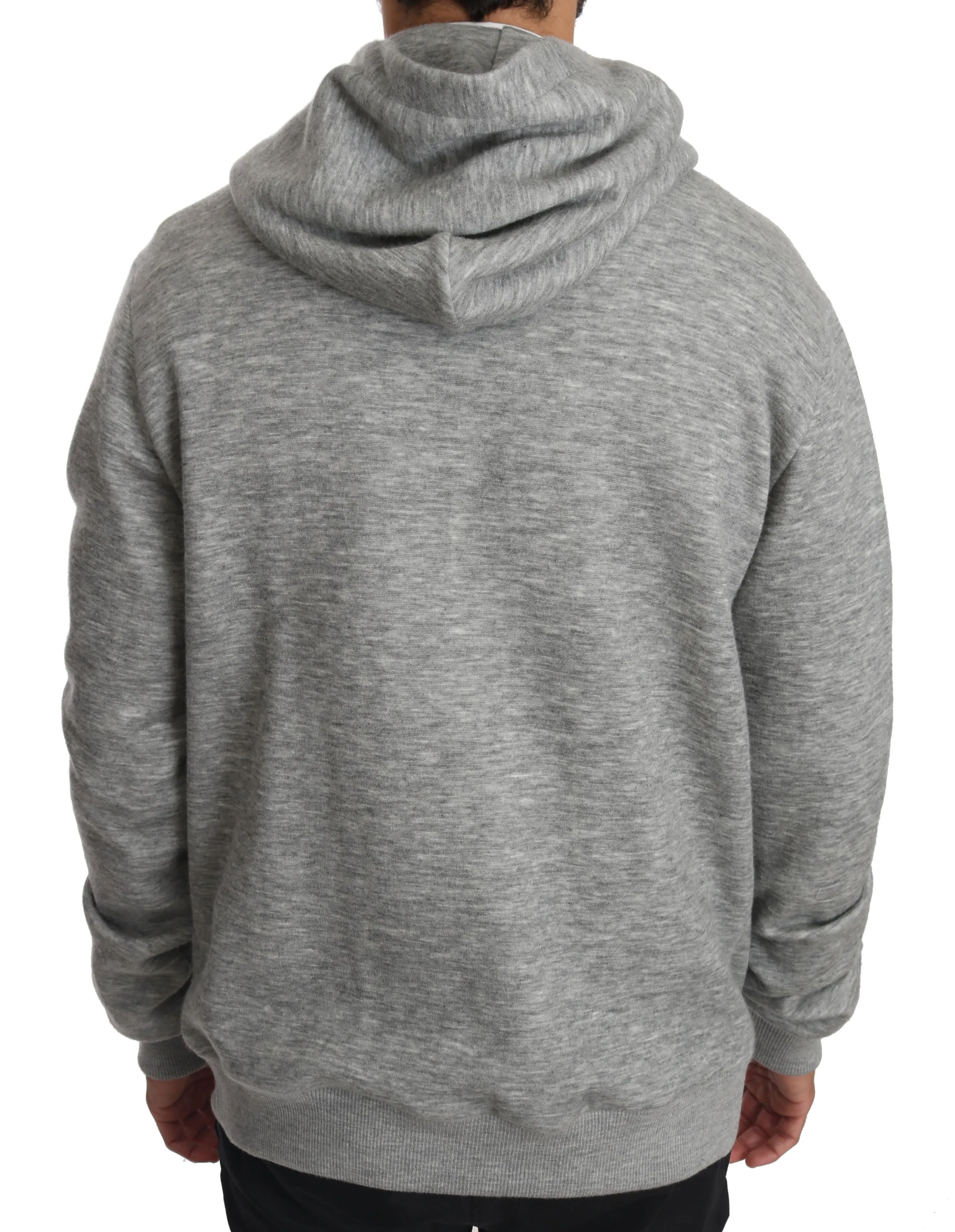 Gray Cashmere Crown Logo Hooded Sweater