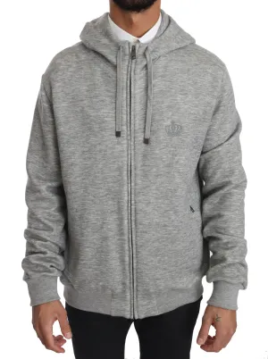 Gray Cashmere Crown Logo Hooded Sweater