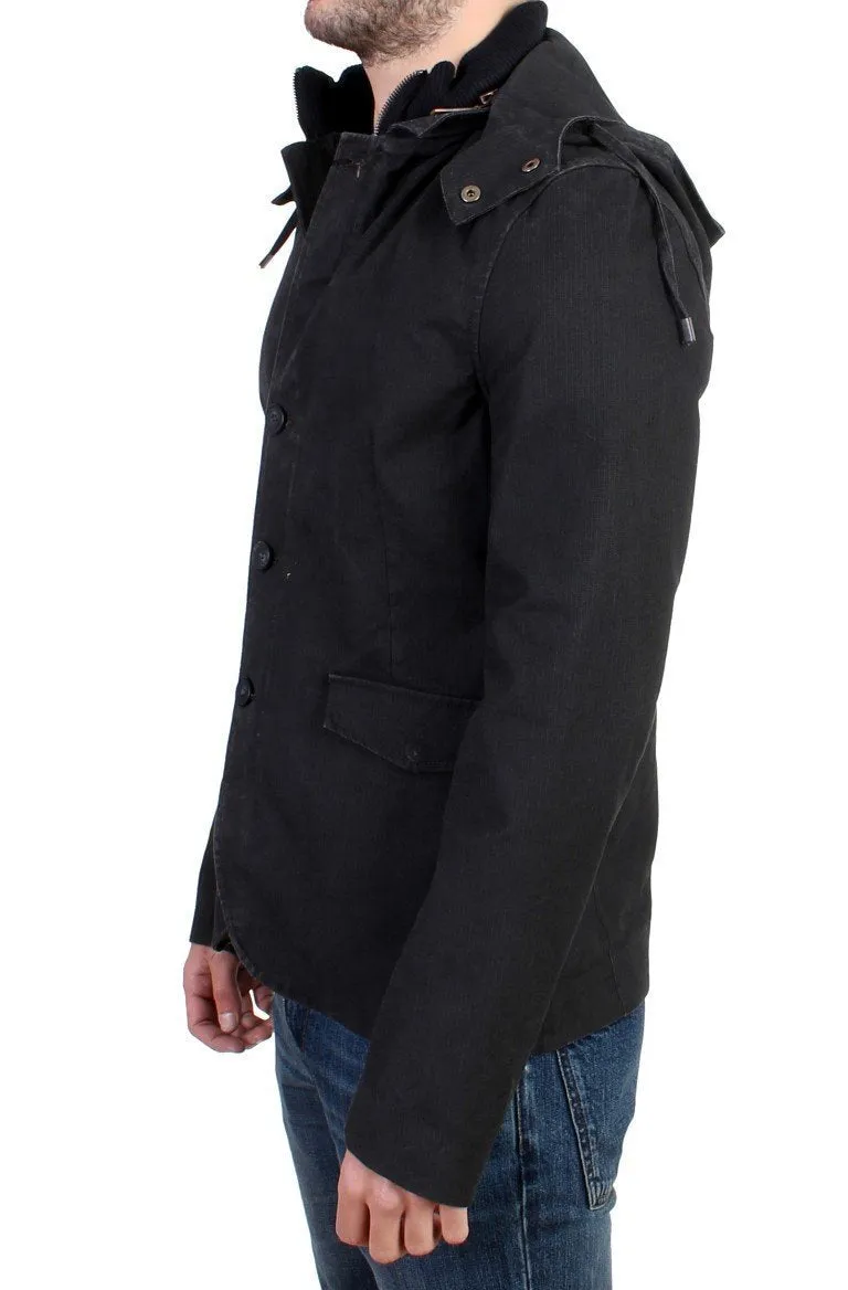 Gray hooded cotton jacket