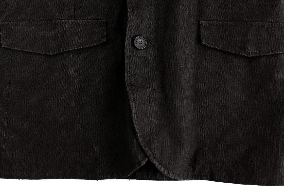 Gray hooded cotton jacket