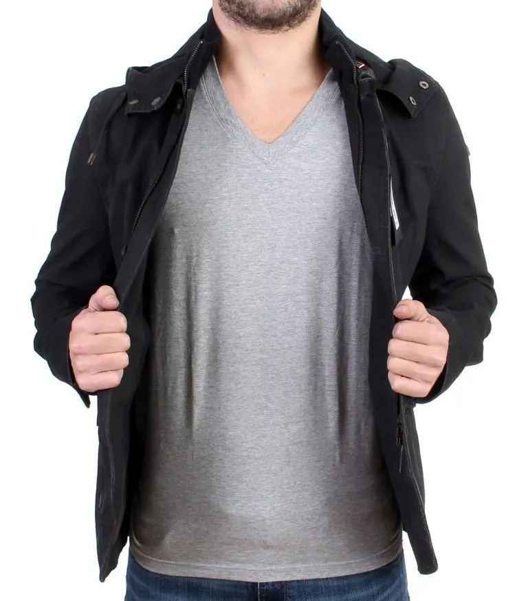 Gray hooded cotton jacket
