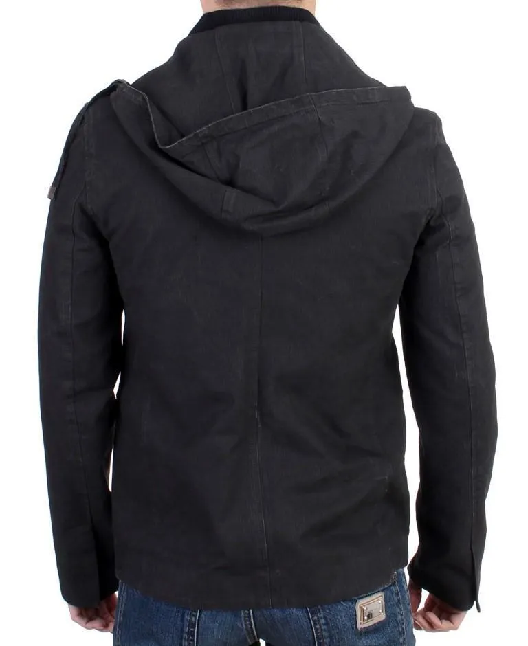 Gray hooded cotton jacket