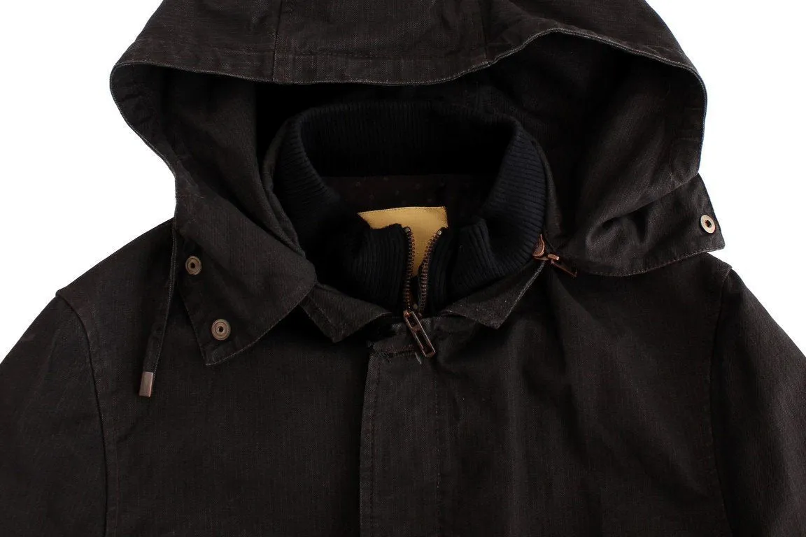Gray hooded cotton jacket
