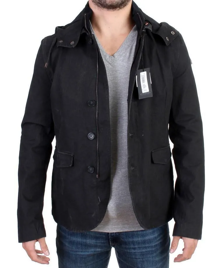 Gray hooded cotton jacket