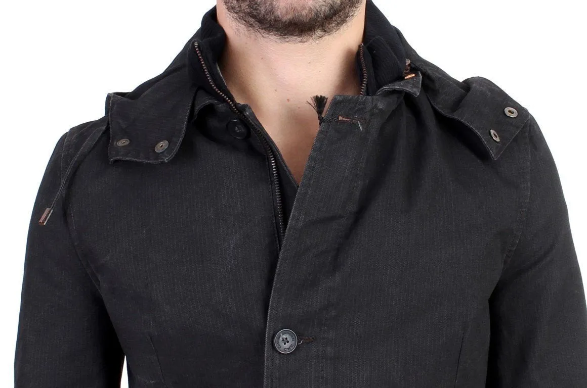 Gray hooded cotton jacket