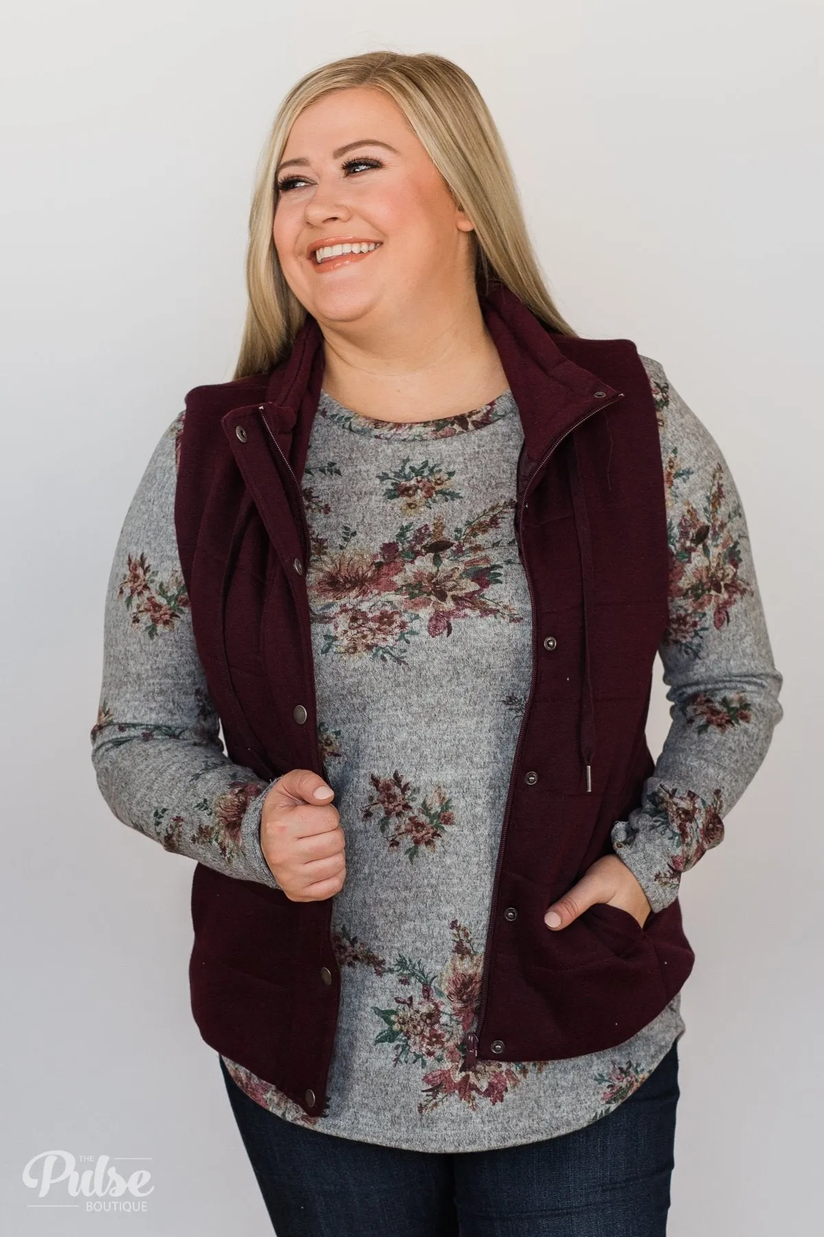 Hand Picked By You Floral Pullover Top- Heather Grey