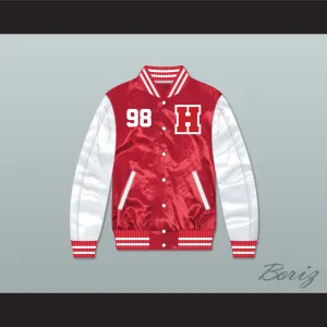 Hard Knock Life 98 Red/ White Varsity Letterman Satin Bomber Jacket