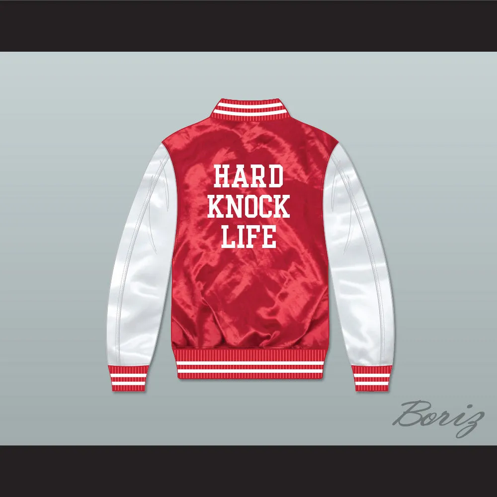 Hard Knock Life 98 Red/ White Varsity Letterman Satin Bomber Jacket