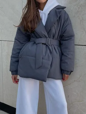 Hazel Blues® |  Puffer Long Sleeve Winter Coat with Belt