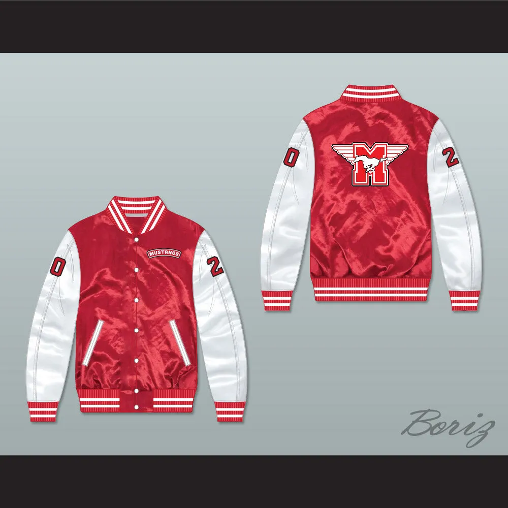 Heaver 20 Hamilton Mustangs Red/ White Varsity Letterman Satin Bomber Jacket