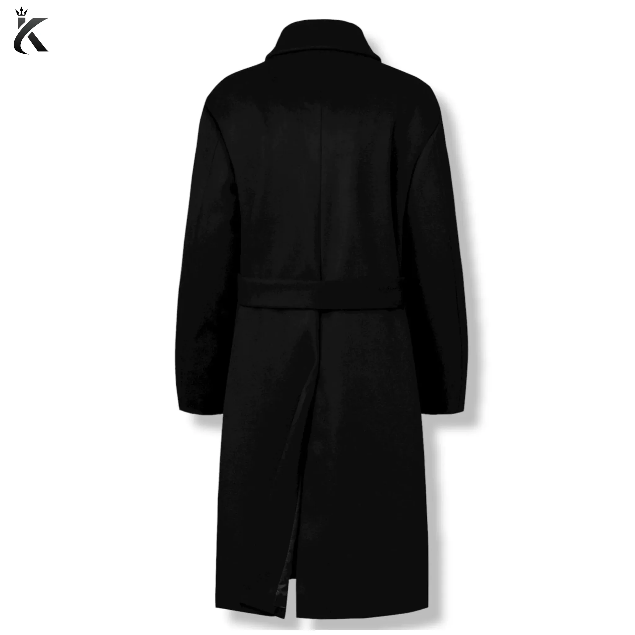High Quality Fabric Men Single-Breasted Belted Cashmere Mac Balmacaan Long Coat - Men's Trench Coat