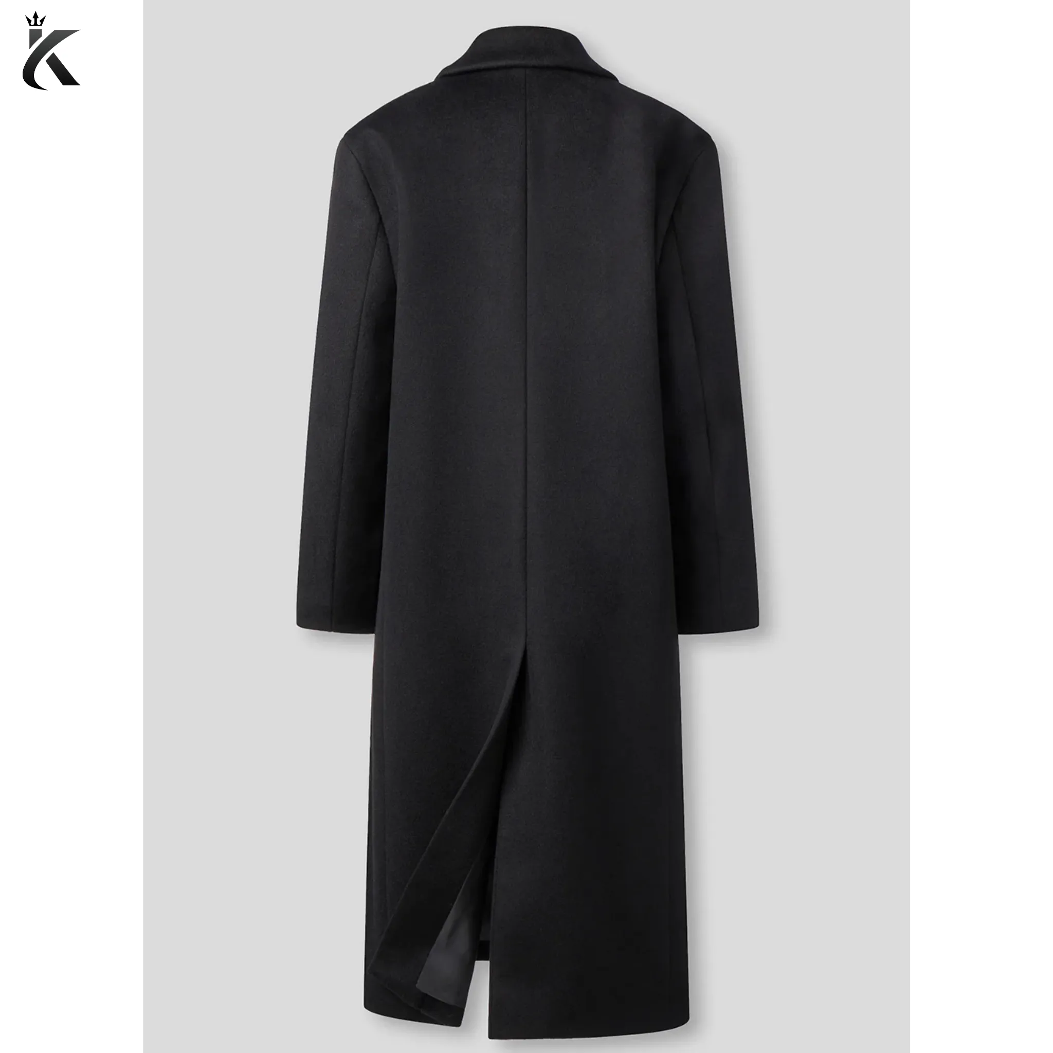 High Quality Fabric Women's Notch Lapel Double Breasted Long Wool Cashmere Blend  Overcoat - Women's Trench Coat