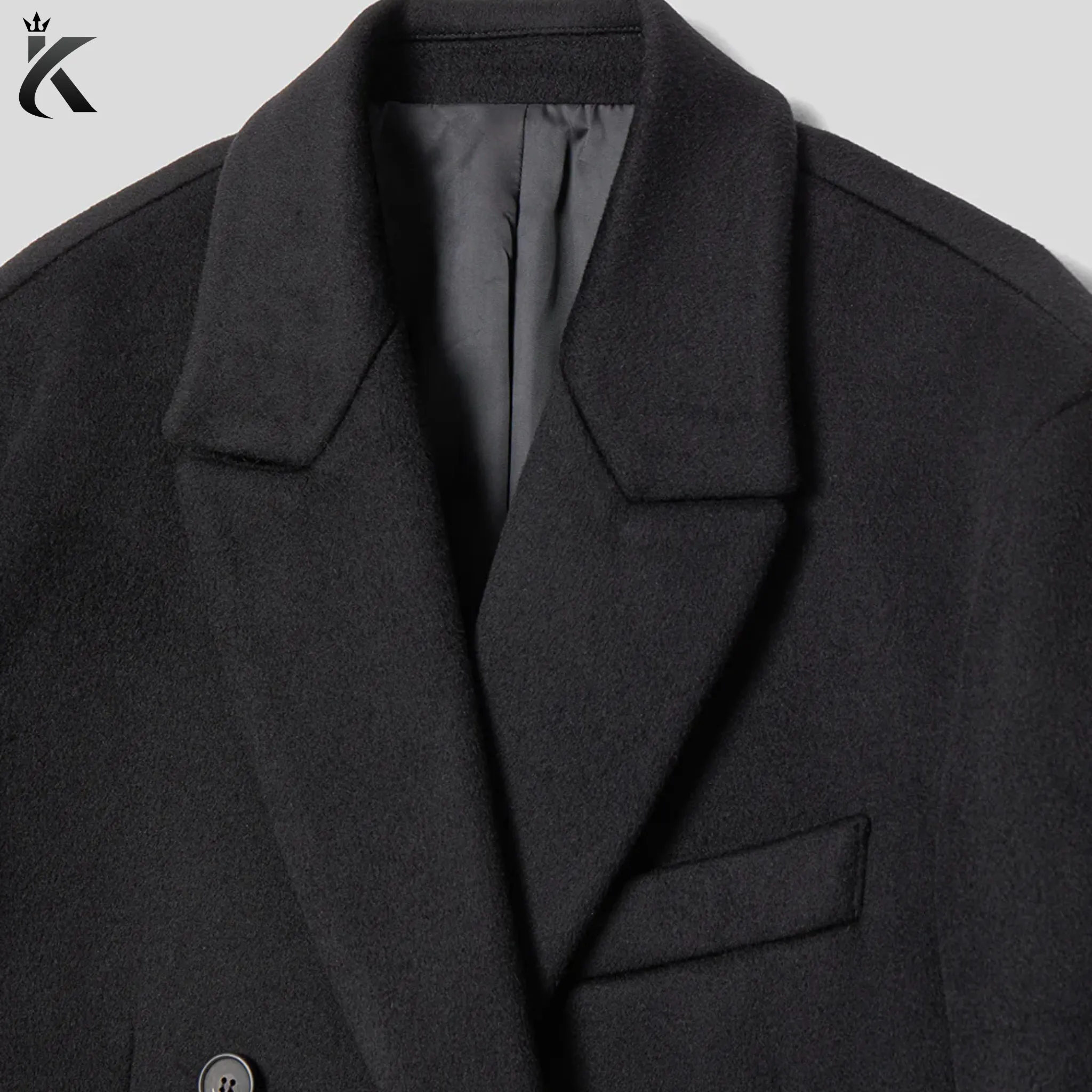 High Quality Fabric Women's Notch Lapel Double Breasted Long Wool Cashmere Blend  Overcoat - Women's Trench Coat