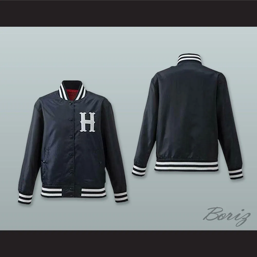 Hiroshima Toyo Carp Navy Blue Varsity Letterman Satin Bomber Jacket
