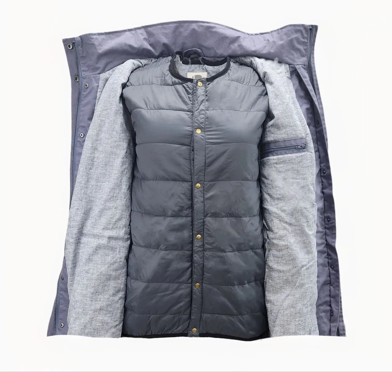 HoodLamb Women's Grey Slim Long Hemp Vest Insert Coat 420 NWT
