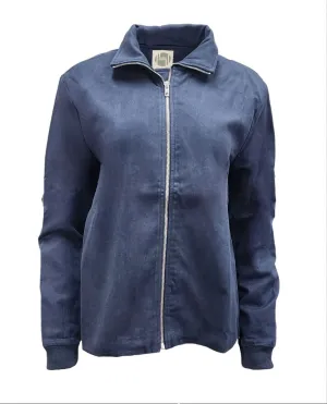 HoodLamb Women's Navy Side Zip Collared Natural Hemp Jacket 420 NWT