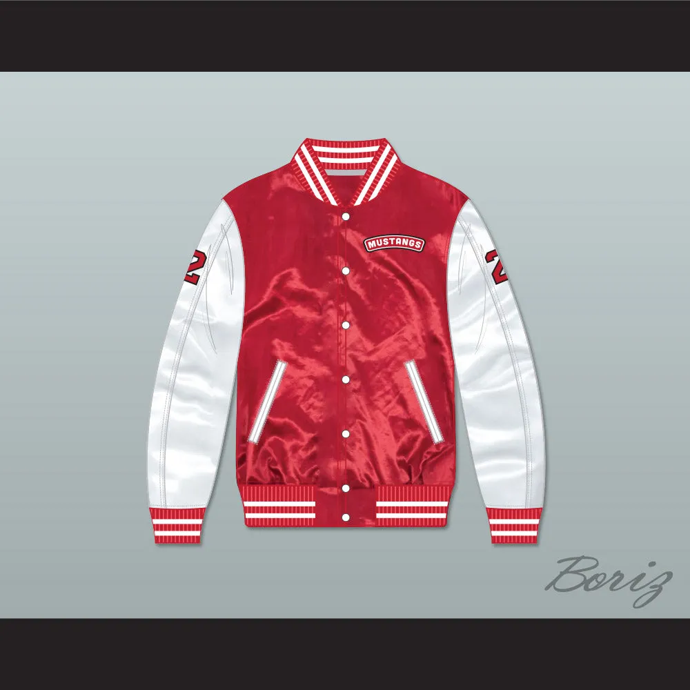 Huey Hewitt 2 Hamilton Mustangs Red/ White Varsity Letterman Satin Bomber Jacket