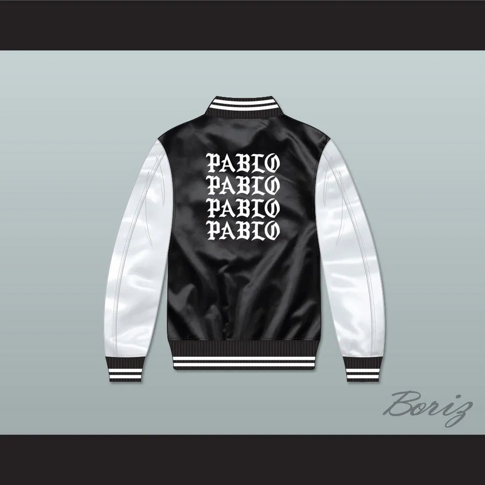 I Feel Like Pablo Black/ White Varsity Letterman Satin Bomber Jacket 1