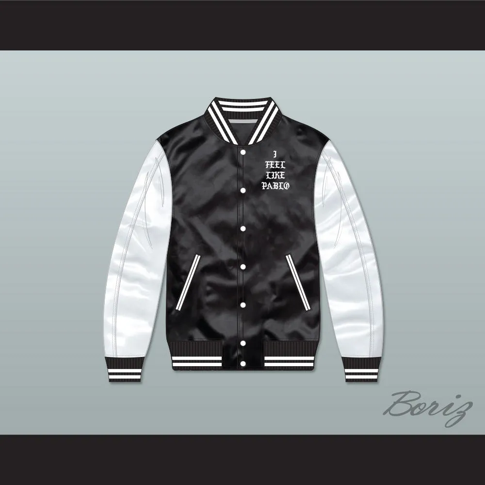 I Feel Like Pablo Black/ White Varsity Letterman Satin Bomber Jacket 1