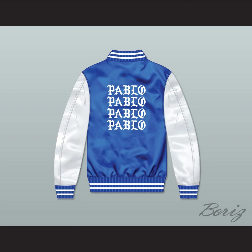 I Feel Like Pablo Blue/ White Varsity Letterman Satin Bomber Jacket
