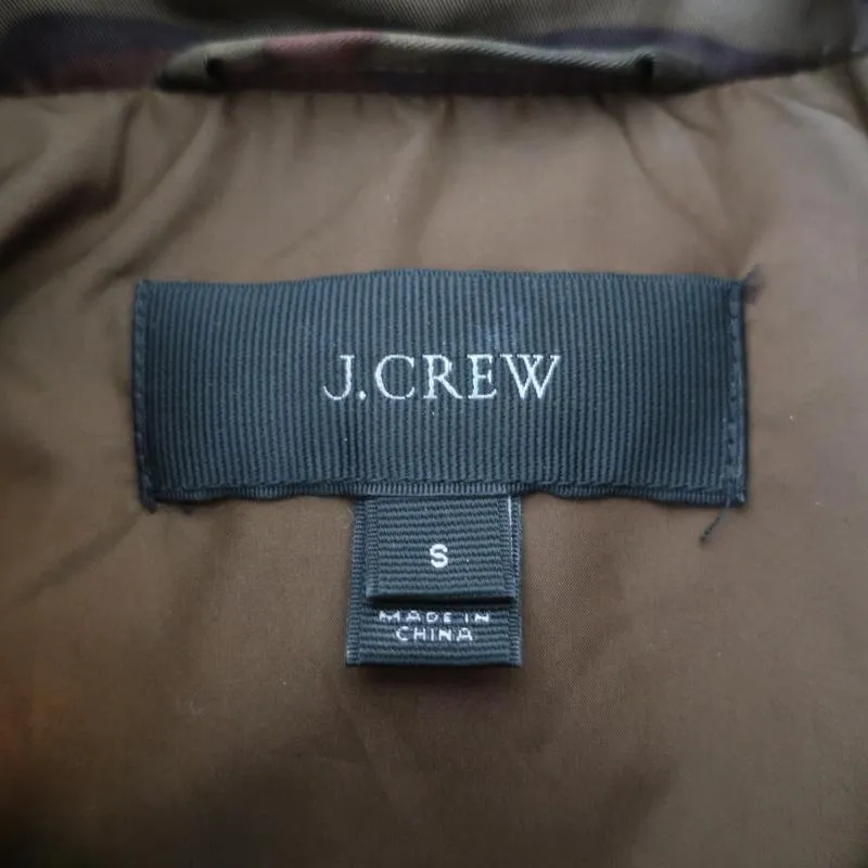 J.Crew Excursion Quilted Down Puffer Vest Olive Camouflage Size Small