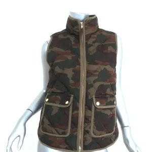 J.Crew Excursion Quilted Down Puffer Vest Olive Camouflage Size Small