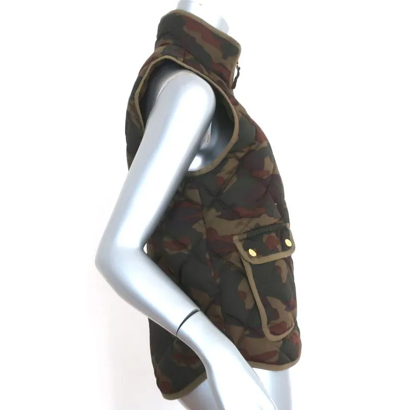 J.Crew Excursion Quilted Down Puffer Vest Olive Camouflage Size Small