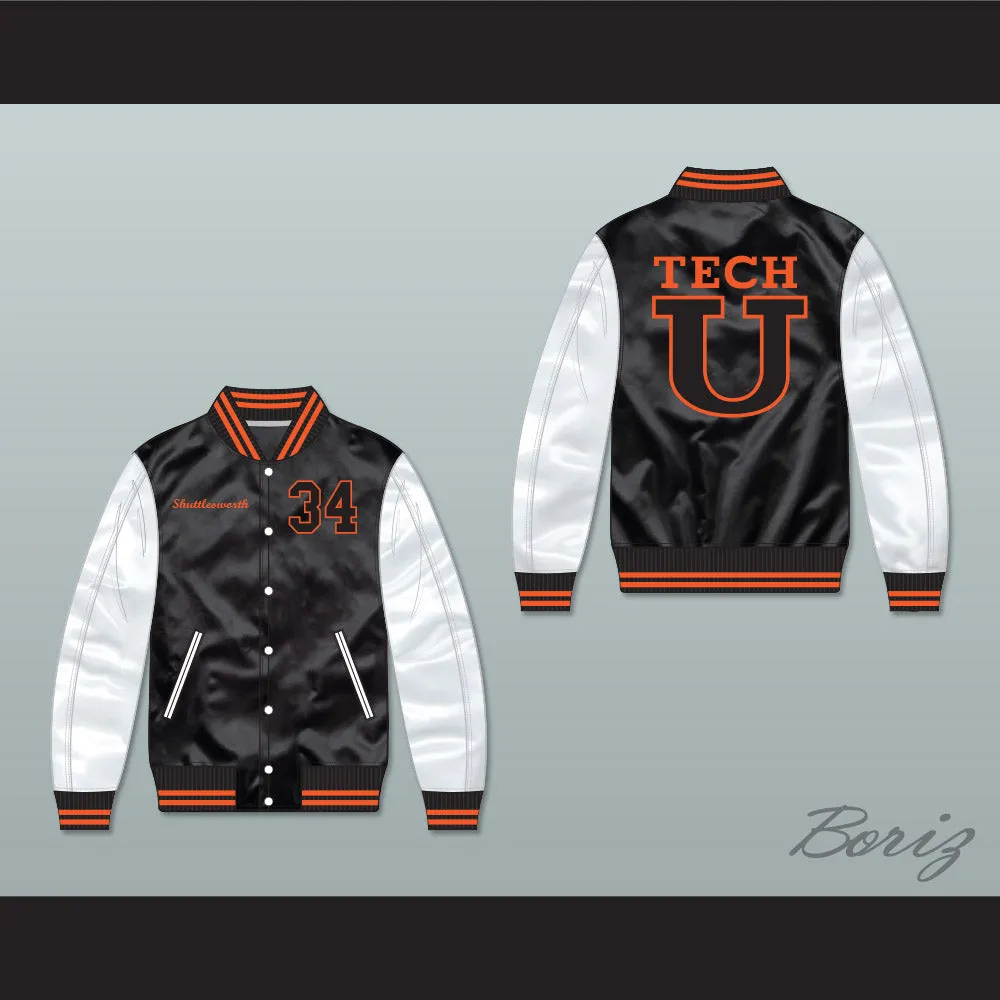 Jesus Shuttlesworth 34 Tech U Black/ White Varsity Letterman Satin Bomber Jacket