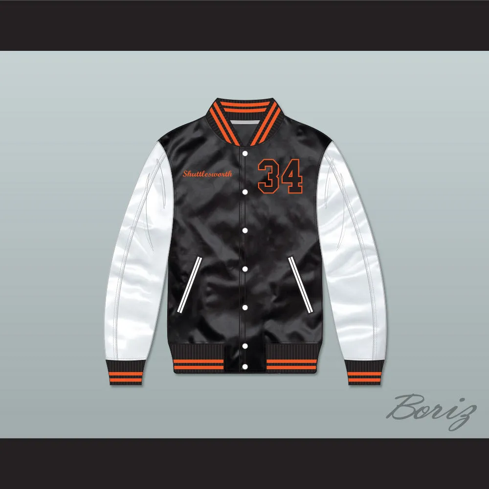 Jesus Shuttlesworth 34 Tech U Black/ White Varsity Letterman Satin Bomber Jacket