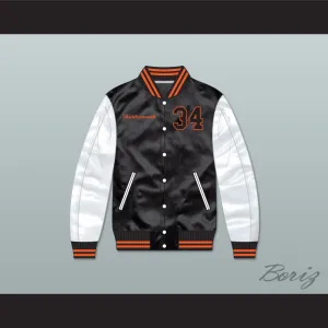 Jesus Shuttlesworth 34 Tech U Black/ White Varsity Letterman Satin Bomber Jacket