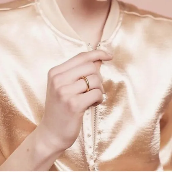 JOA Anthropologie Gold Satin Bomber Jacket M
