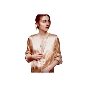 JOA Anthropologie Gold Satin Bomber Jacket M