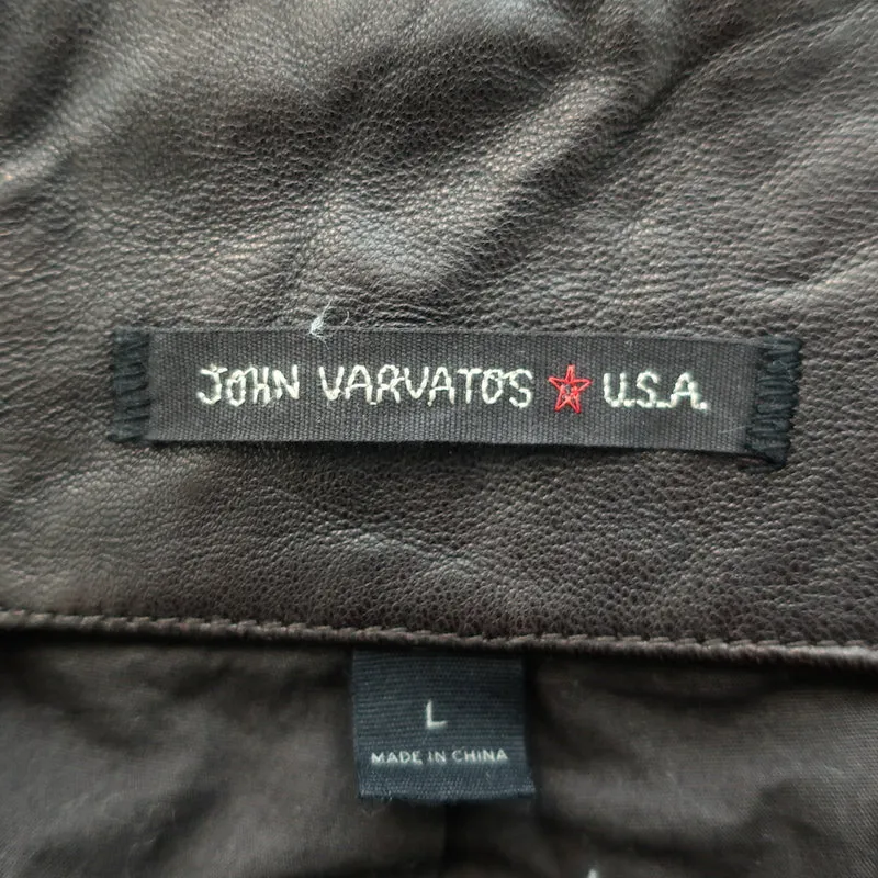 John Varvatos Leather Hooded Bomber Jacket Dark Brown Size Large