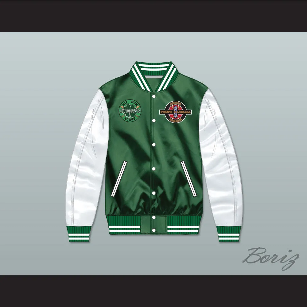 Kekambas Green/ White Varsity Letterman Satin Bomber Jacket 2