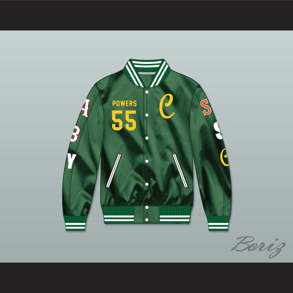 Kenny Powers 55 Charros Career Atlanta/Boston/New York/San Francisco/Seattle Green Varsity Letterman Satin Bomber Jacket