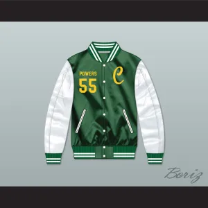 Kenny Powers 55 Charros Green/ White Varsity Letterman Satin Bomber Jacket