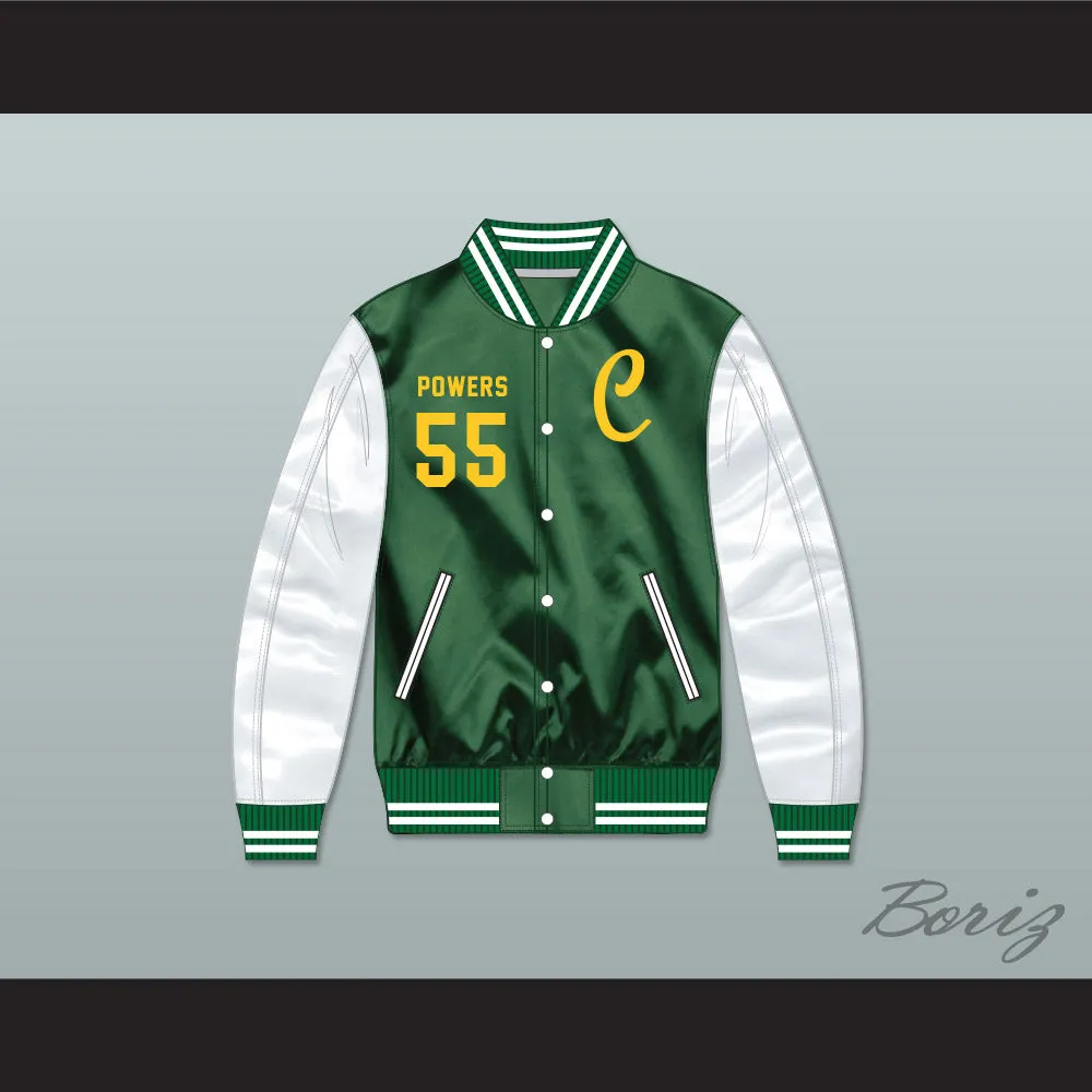Kenny Powers 55 Charros Green/ White Varsity Letterman Satin Bomber Jacket