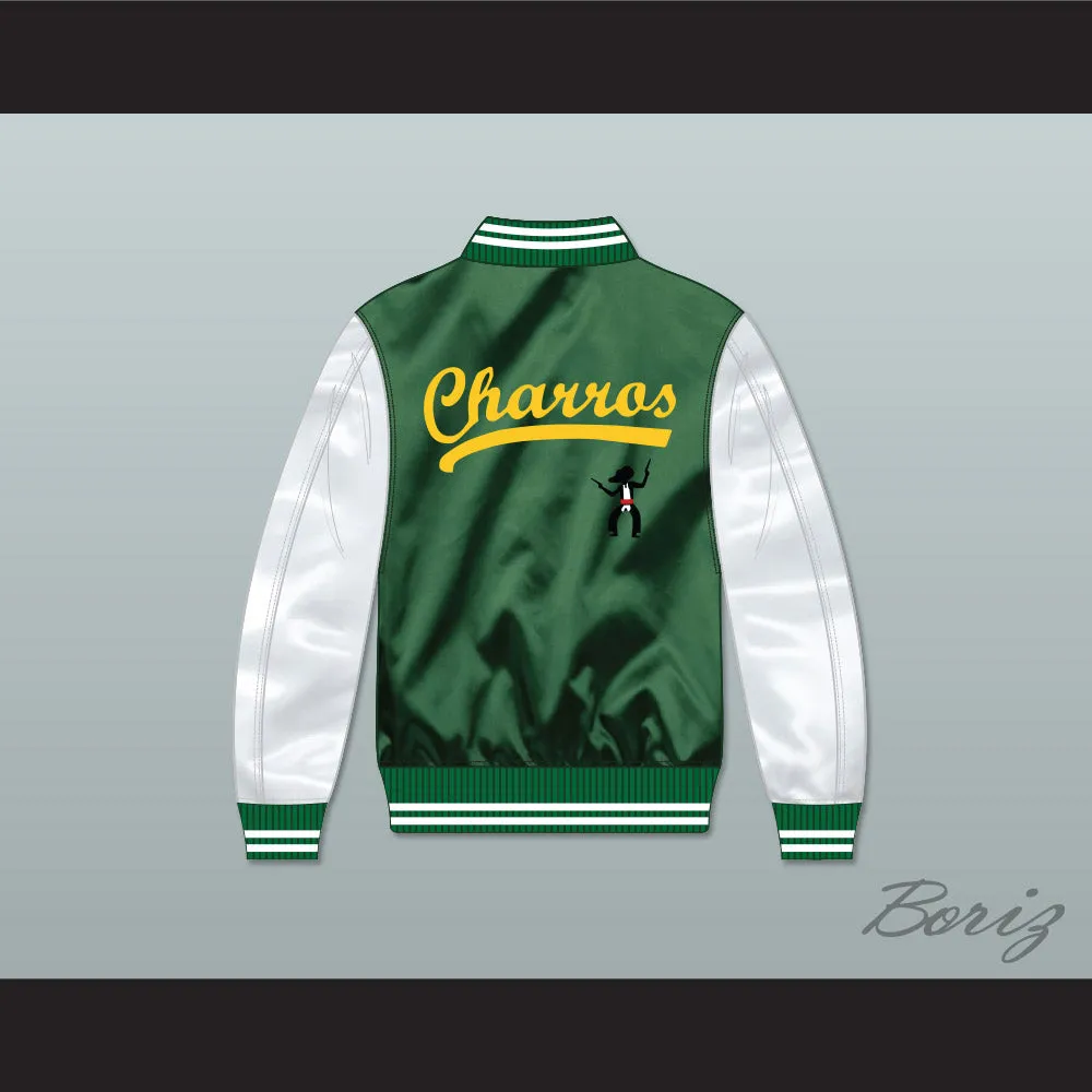 Kenny Powers 55 Charros Green/ White Varsity Letterman Satin Bomber Jacket