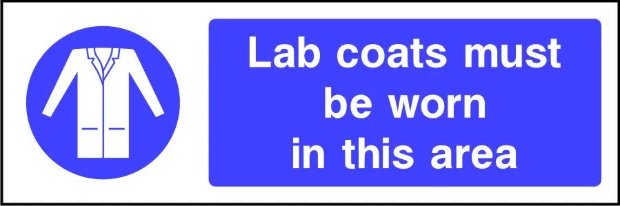 Lab coats must be worn in this area safety sign