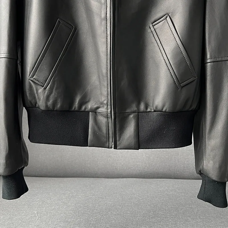 Lady Spring Vegetable Tanned Leather jackets New Arrivals Women's Genuine Sheepskin 2022 Coats Female Black Motorcycle CL4011
