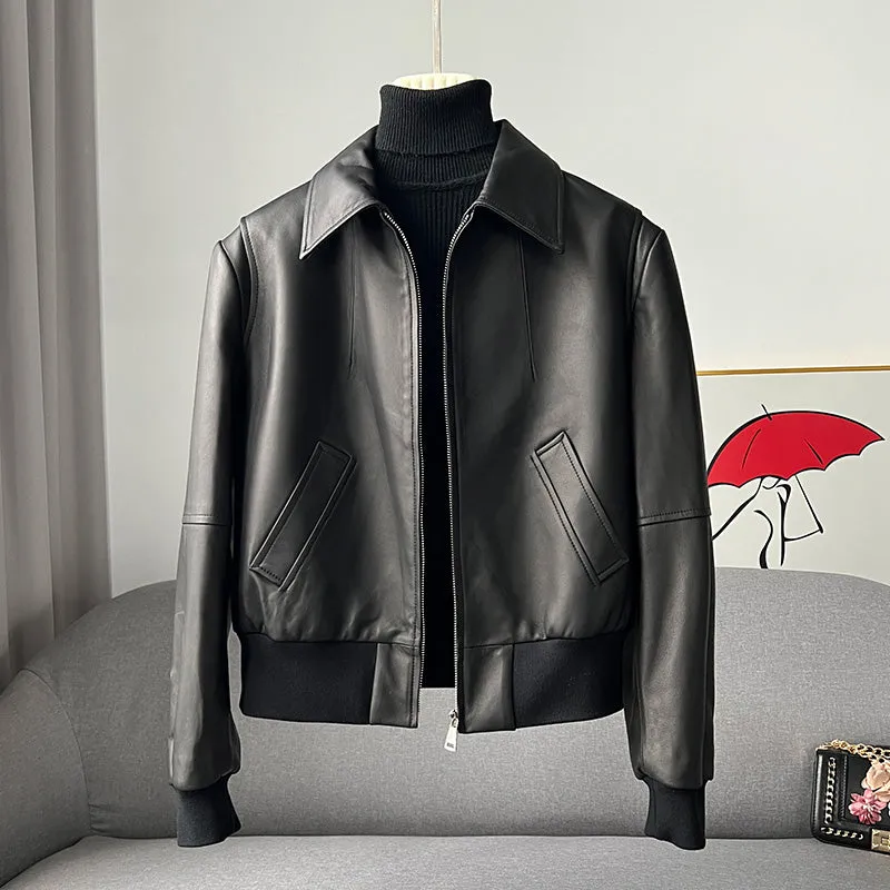Lady Spring Vegetable Tanned Leather jackets New Arrivals Women's Genuine Sheepskin 2022 Coats Female Black Motorcycle CL4011